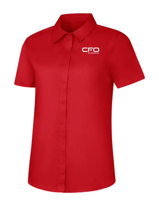 Womens Red Short Sleeve Superpro React Twill Shirt w/CFO Systems Logo