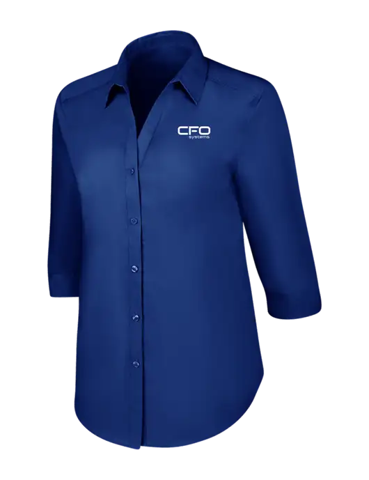 Womens Royal 3/4 Sleeve Carefree Poplin Shirt w/CFO Systems Logo