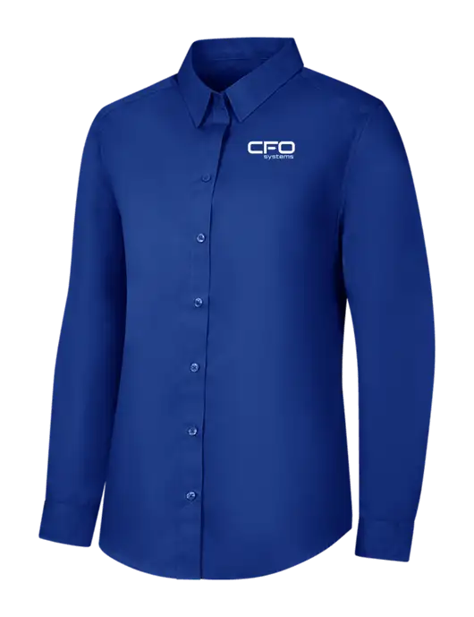 Womens Royal Long Sleeve Carefree Poplin Shirt w/CFO Systems Logo