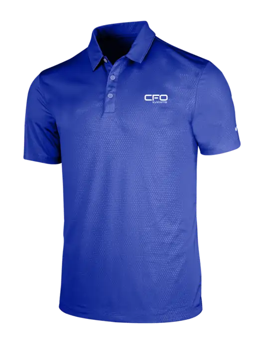 NIKE Dark Royal Dri-Fit Embossed Tri-Blade Polo w/CFO Systems Logo
