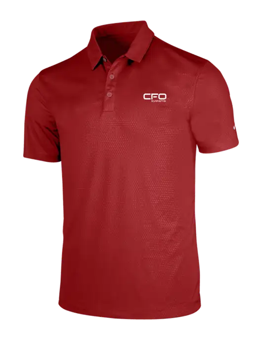 NIKE Red Dri-Fit Embossed Tri-Blade Polo w/CFO Systems Logo
