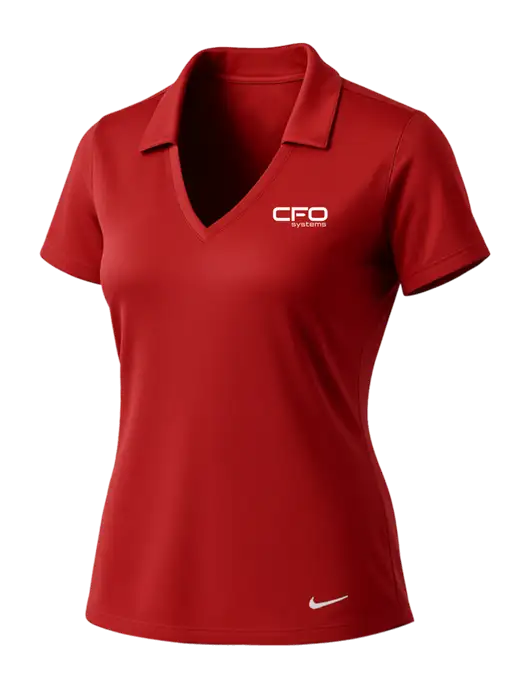NIKE Red Womens Dri-Fit Vertical Mesh Polo w/CFO Systems Logo