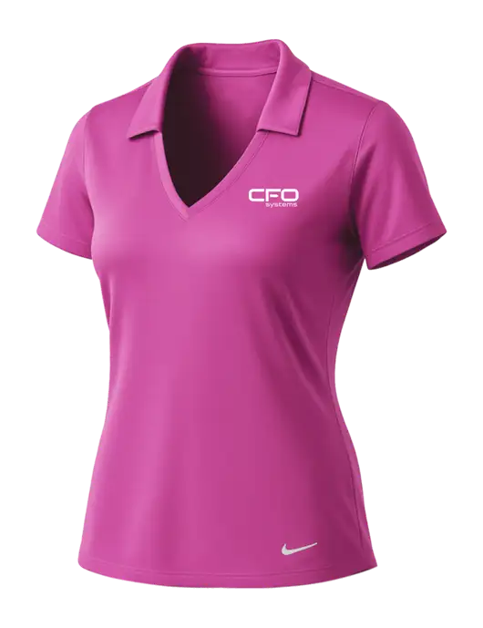 NIKE Pink Fire Womens Dri-Fit Vertical Mesh Polo w/CFO Systems Logo