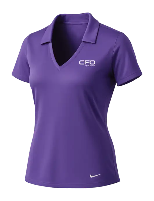 NIKE Purple Womens Dri-Fit Vertical Mesh Polo w/CFO Systems Logo