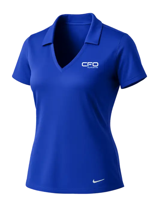 NIKE Dark Royal Womens Dri-Fit Vertical Mesh Polo w/CFO Systems Logo