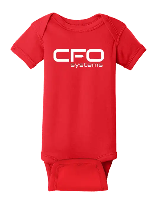 Rabbit Skins Red Infant Short Sleeve Baby Rib Bodysuit w/CFO Systems Logo
