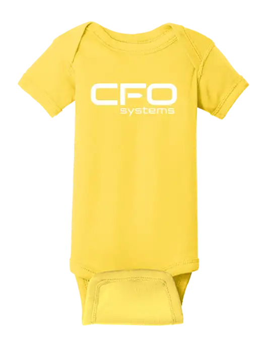 Rabbit Skins Yellow Infant Short Sleeve Baby Rib Bodysuit w/CFO Systems Logo