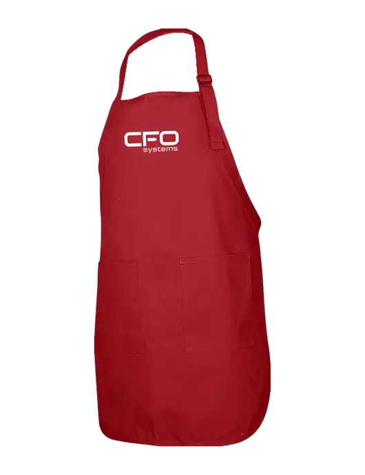 Full-Length Red Apron With Pockets w/CFO Systems Logo