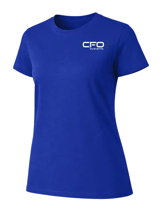 Womens Ring Spun Royal 4.5 oz T-Shirt w/CFO Systems Logo