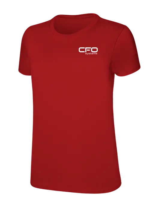 Womens Ring Spun Bright Red 4.5 oz T-Shirt w/CFO Systems Logo