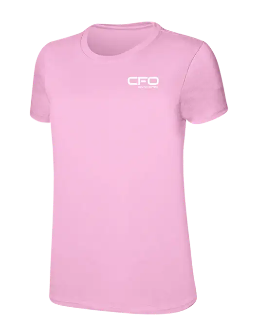 Womens Ring Spun Candy Pink 4.5 oz T-Shirt w/CFO Systems Logo