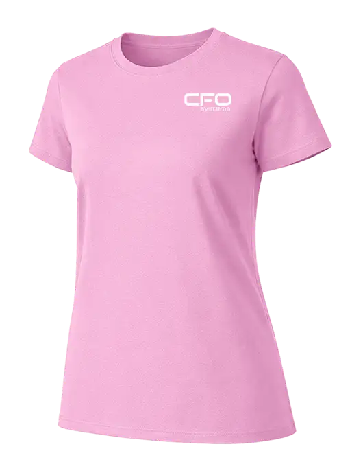 Womens Ring Spun Candy Pink 4.5 oz T-Shirt w/CFO Systems Logo