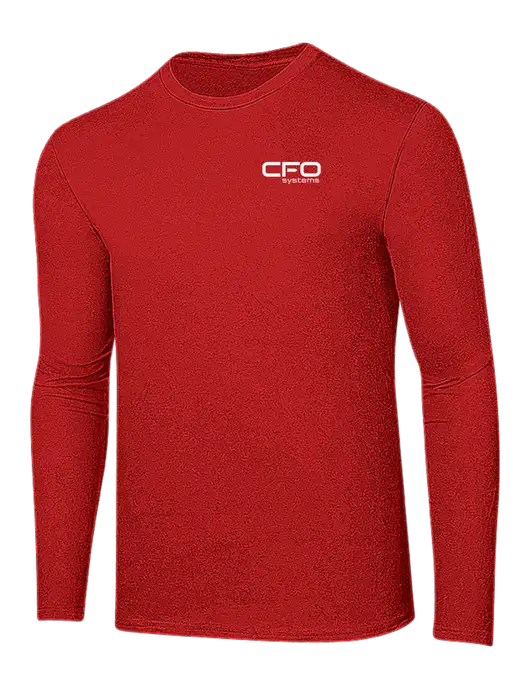 Ring Spun Dark Red 4.5 oz Long Sleeve T-Shirt w/CFO Systems Logo