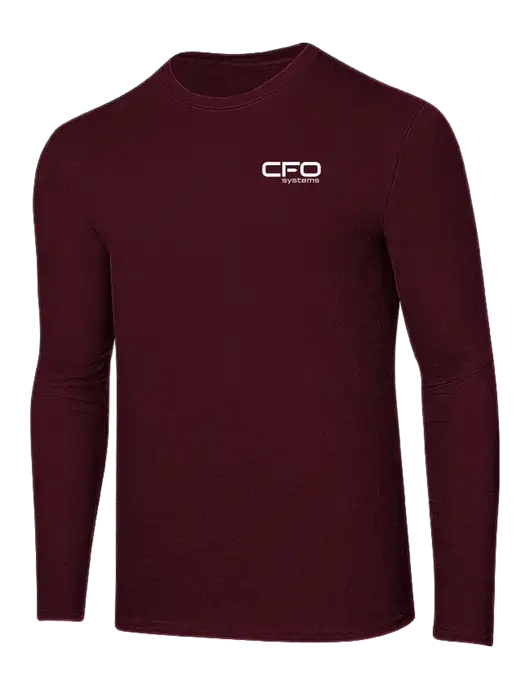 Ring Spun Maroon 4.5 oz Long Sleeve T-Shirt w/CFO Systems Logo