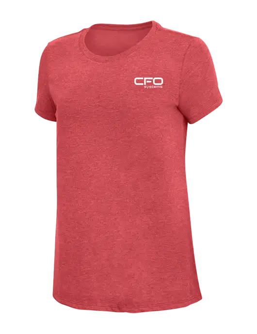 Womens Simply Soft Red Frost 4.5oz Poly/Combed Ring Spun Cotton T-Shirt w/CFO Systems Logo