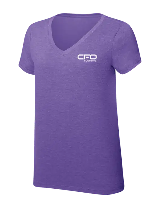 Womens Simply Soft V-Neck Purple Frost 4.5oz  Poly/Combed Ring Spun Cotton T-Shirt w/CFO Systems Logo