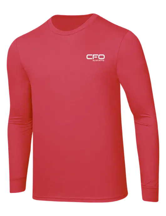 Simply Soft Long Sleeve Red Frost 4.5 oz, Poly/Combed Ring Spun Cotton T-Shirt w/CFO Systems Logo