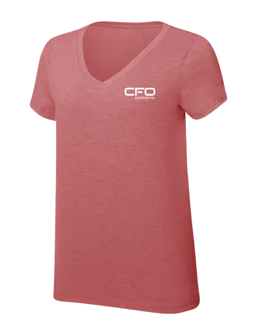 Womens Simply Soft V-Neck Blush Frost 4.5oz  Poly/Combed Ring Spun Cotton T-Shirt w/CFO Systems Logo