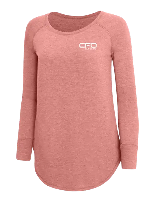 Womens Perfect Wide Collar Tunic Tri-Blend Blush Frost 4.5 oz T-Shirt w/CFO Systems Logo