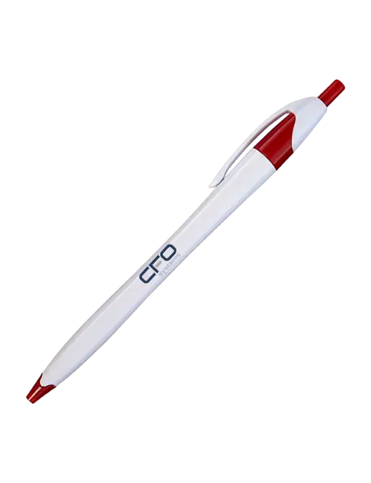 Novella White/Red Classic Pen - Blue Ink w/CFO Systems Logo