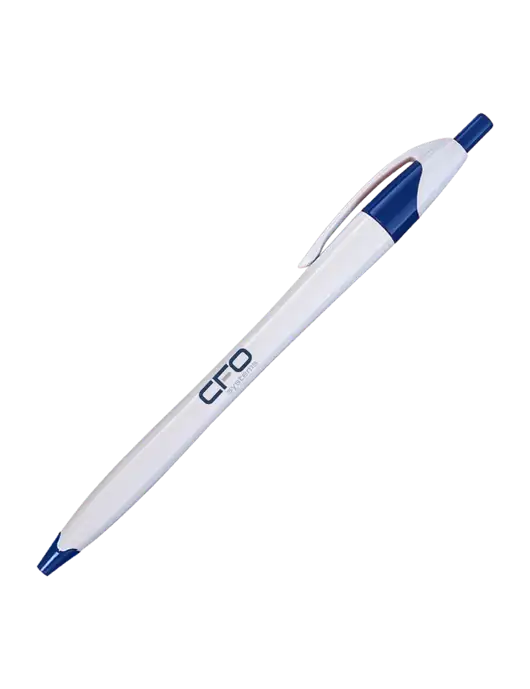 Novella White/Royal Classic Pen - Blue Ink w/CFO Systems Logo