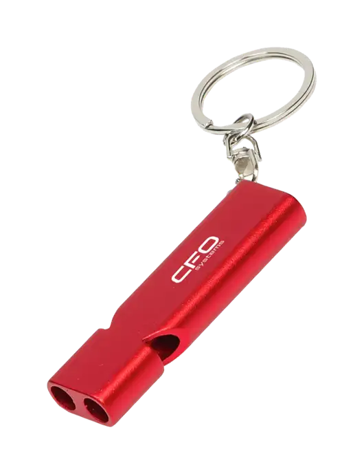 Quick Alert Red Safety Whistle w/CFO Systems Logo