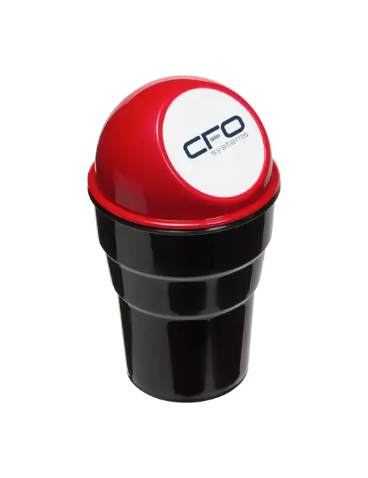 Red Car Cup Holder Trash Can w/CFO Systems Logo
