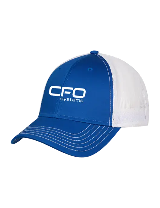 Royal & White Mesh Trucker Cap Snap Back w/CFO Systems Logo