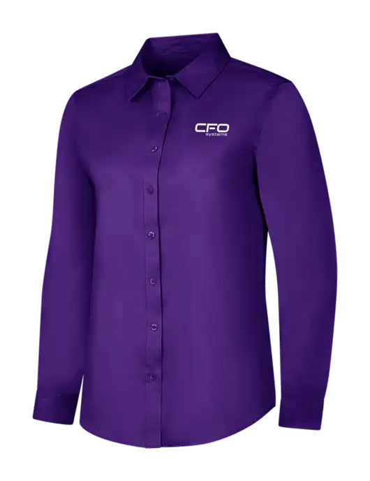 Purple Womens Long Sleeve Superpro React Twill Shirt w/CFO Systems Logo
