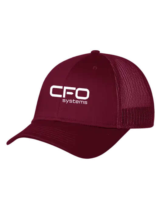 Maroon Mesh Trucker Cap Snap Back w/CFO Systems Logo