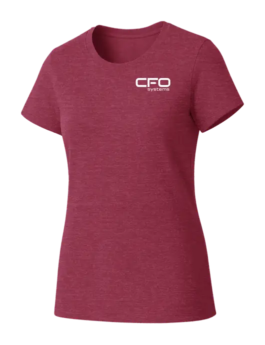 Womens Seriously Soft Heathered Cardinal T-Shirt w/CFO Systems Logo