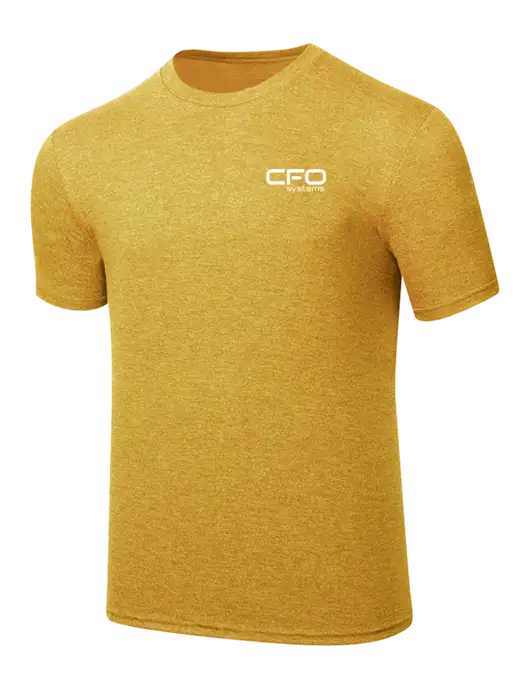 Simply Soft Yellow Gold Heathered 4.5oz Poly/Combed Ring Spun Cotton T-Shirt
 w/CFO Systems Logo