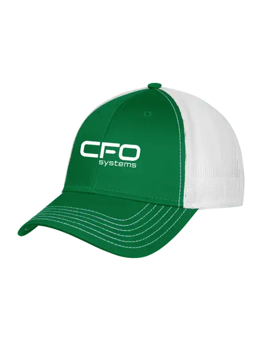 Kelly & White Mesh Trucker Cap Snap Back w/CFO Systems Logo