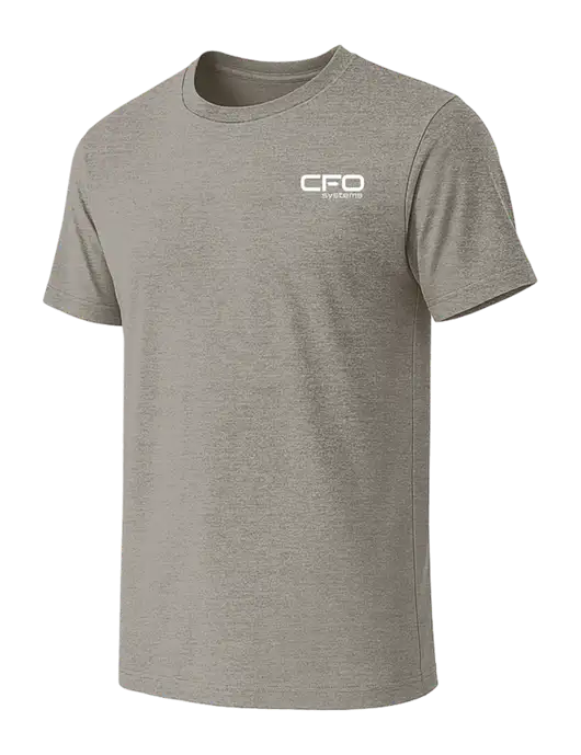 BELLA+CANVAS Heather Medium Brown CVC Short Sleeve Tee w/CFO Systems Logo