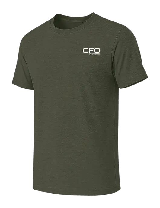 BELLA+CANVAS Heather Dark Military Green CVC Short Sleeve Tee w/CFO Systems Logo