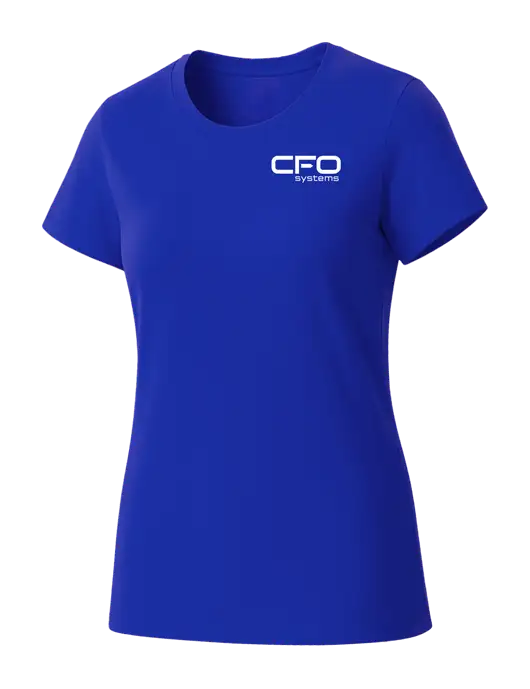 Womens Seriously Soft Royal T-Shirt w/CFO Systems Logo
