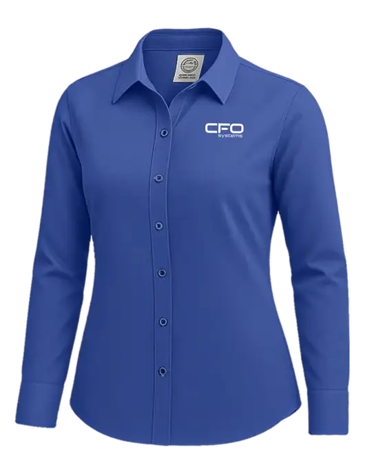 Brooks Brothers Womens Royal Blue Wrinkle-Free Stretch Nailhead Shirt w/CFO Systems Logo