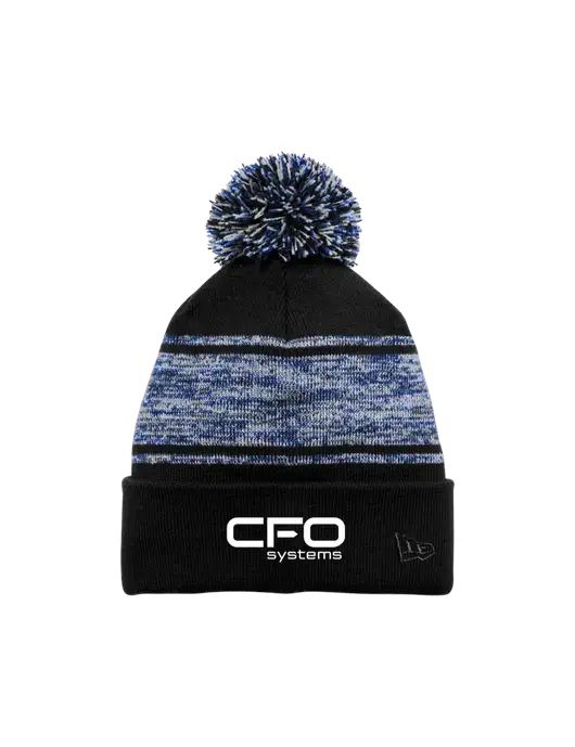 New Era Black/Royal Knit Chilled Pom Beanie w/CFO Systems Logo