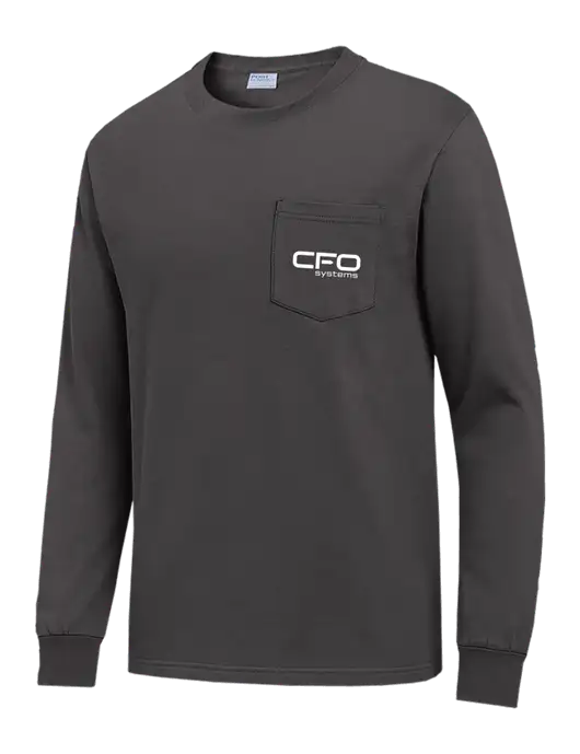 Charcoal Long Sleeve Heavyweight 6.1 oz Pocket T-Shirt w/CFO Systems Logo