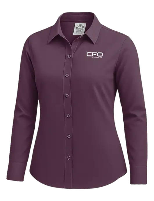 Brooks Brothers Womens Eggplant Wrinkle-Free Stretch Nailhead Shirt w/CFO Systems Logo