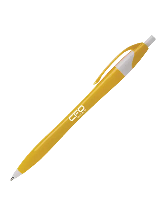 Novella Yellow/White Breeze Pen - Blue Ink w/CFO Systems Logo