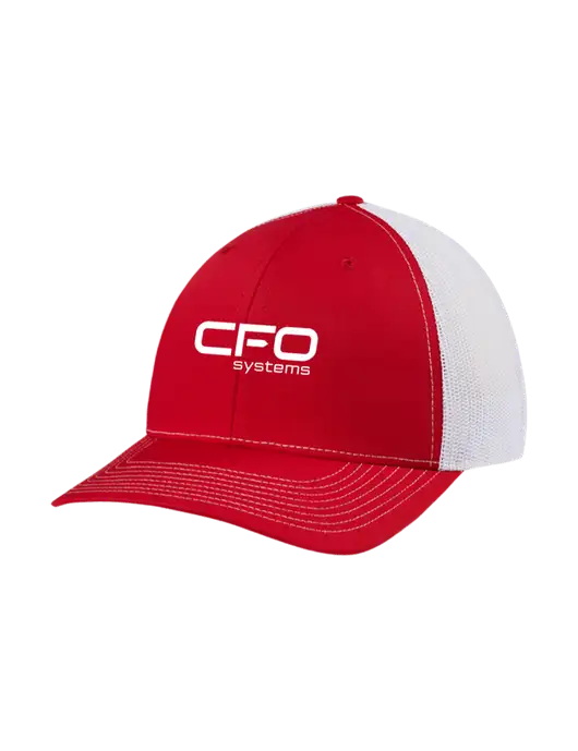 Richardson Adjustable Snapback Original 112 Trucker Cap Red w/White Mesh w/CFO Systems Logo