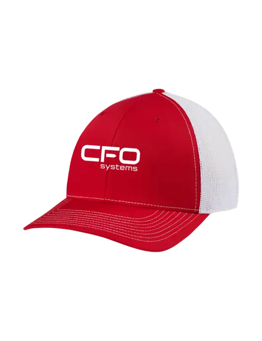 Richardson Adjustable Snapback Original 112 Trucker Cap Red w/White Mesh w/CFO Systems Logo