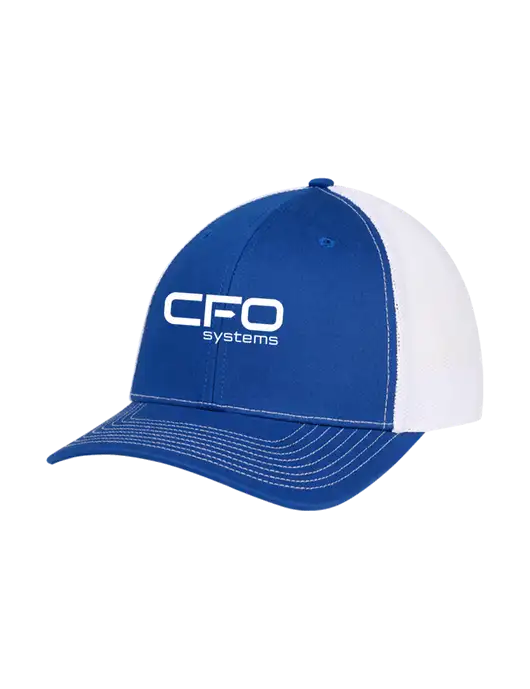 Richardson Adjustable Snapback Original 112 Trucker Cap Royal w/White Mesh w/CFO Systems Logo