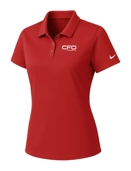 Nike Womens Red Dry Essential Solid Polo w/CFO Systems Logo