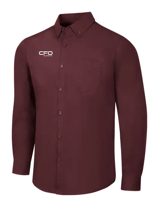 Maroon Long Sleeve Carefree Poplin Shirt w/CFO Systems Logo