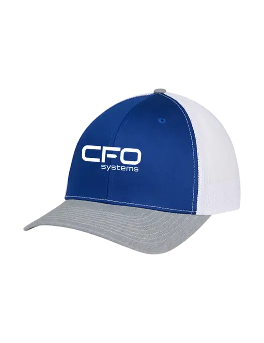 Richardson Adjustable Snapback Original 112 Trucker Cap Royal/HeatherGrey/White Mesh w/CFO Systems Logo
