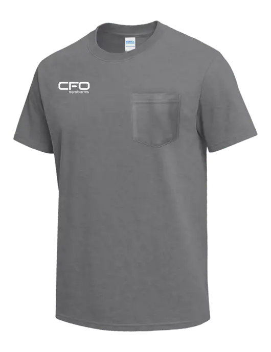 Medium Grey Heather Heavyweight 6.1 oz Pocket T-Shirt w/CFO Systems Logo