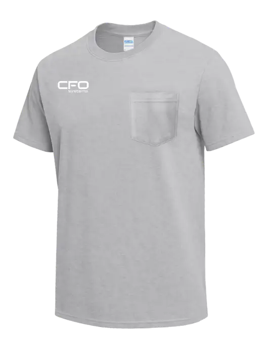 Light Grey Heather Heavyweight 6.1 oz Pocket T-Shirt w/CFO Systems Logo