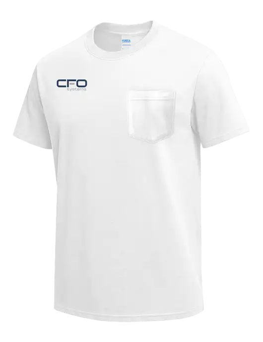 White Heavyweight 6.1 oz Pocket T-Shirt w/CFO Systems Logo